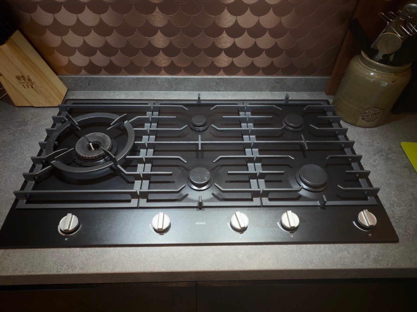 ATAG Gaskookplaat 90 cm matzwart HG9592EBA, Ophalen, Zo goed als nieuw, Energieklasse A of zuiniger, Inbouw