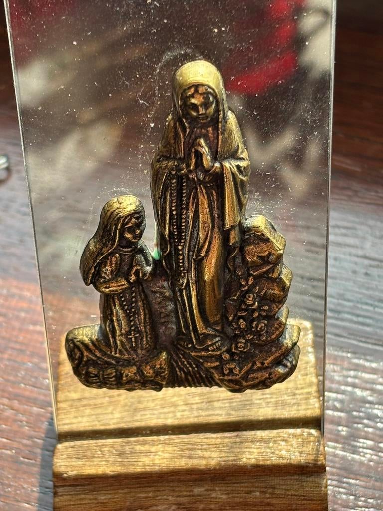 Vintage Lourdes Reliëf Plaquette  12cm- Maria en Bernadette, Antiek en Kunst, Verzenden