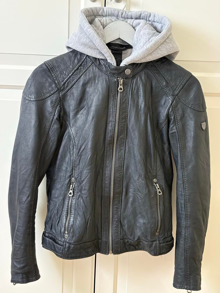 Gipsy Leren Jack met Capuchon maat S, Ophalen of Verzenden, Gedragen, Maat 36 (S), Zwart