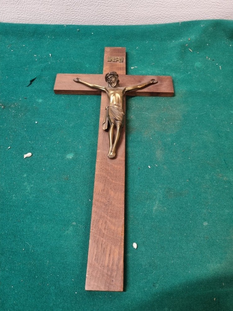 kruis met jezus beeld messing, Verzamelen, Religie, Ophalen of Verzenden