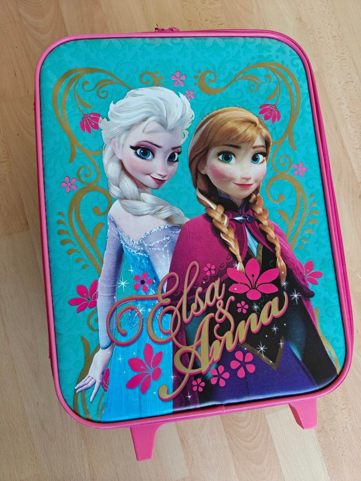 Kinderkoffer Frozen Elsa & Anna - Roze met wieltjes, Sieraden, Tassen en Uiterlijk, Koffers, Wieltjes, Gebruikt, Minder dan 50 cm