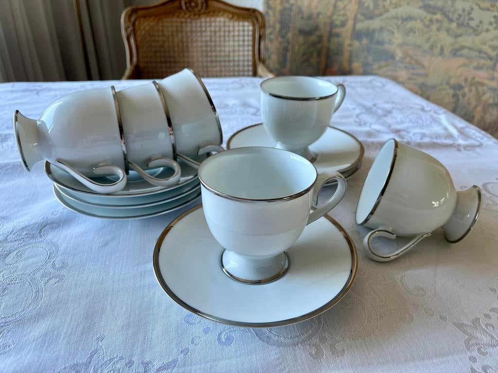 Zes vintage Noritake Brigette koffiekop en schotels, Ophalen of Verzenden, Zo goed als nieuw, Overige stijlen, Kop(pen) en/of Schotel(s)