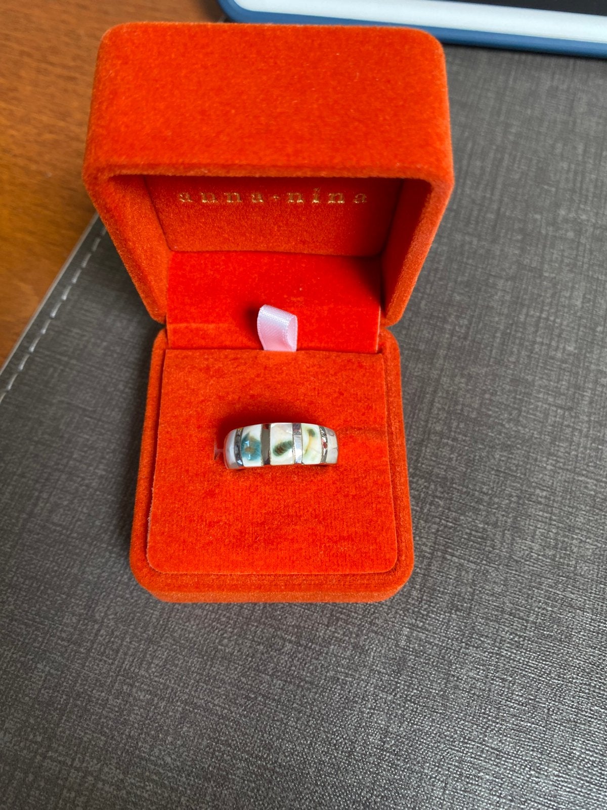 Ring zilver met schelp maat 18, Ophalen of Verzenden, 17 tot 18, Zilver, Dame