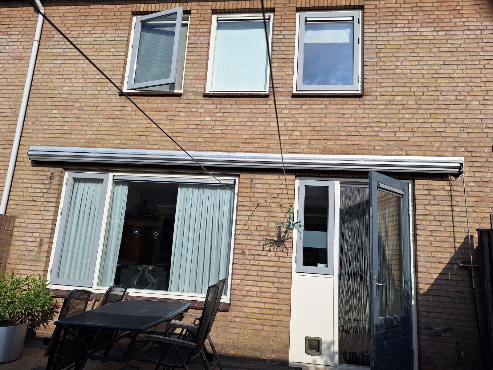 Oranje zonnescherm 6 meter breed, 3 meter uitval, Tuin en Terras, Ophalen