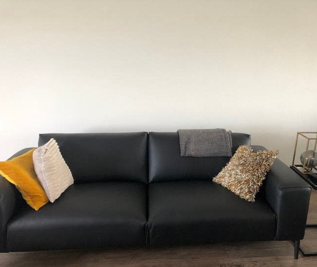 Feelings DANTE 3-zitsbank - Gabon Leder Zwart, Ophalen, Gebruikt, Leer