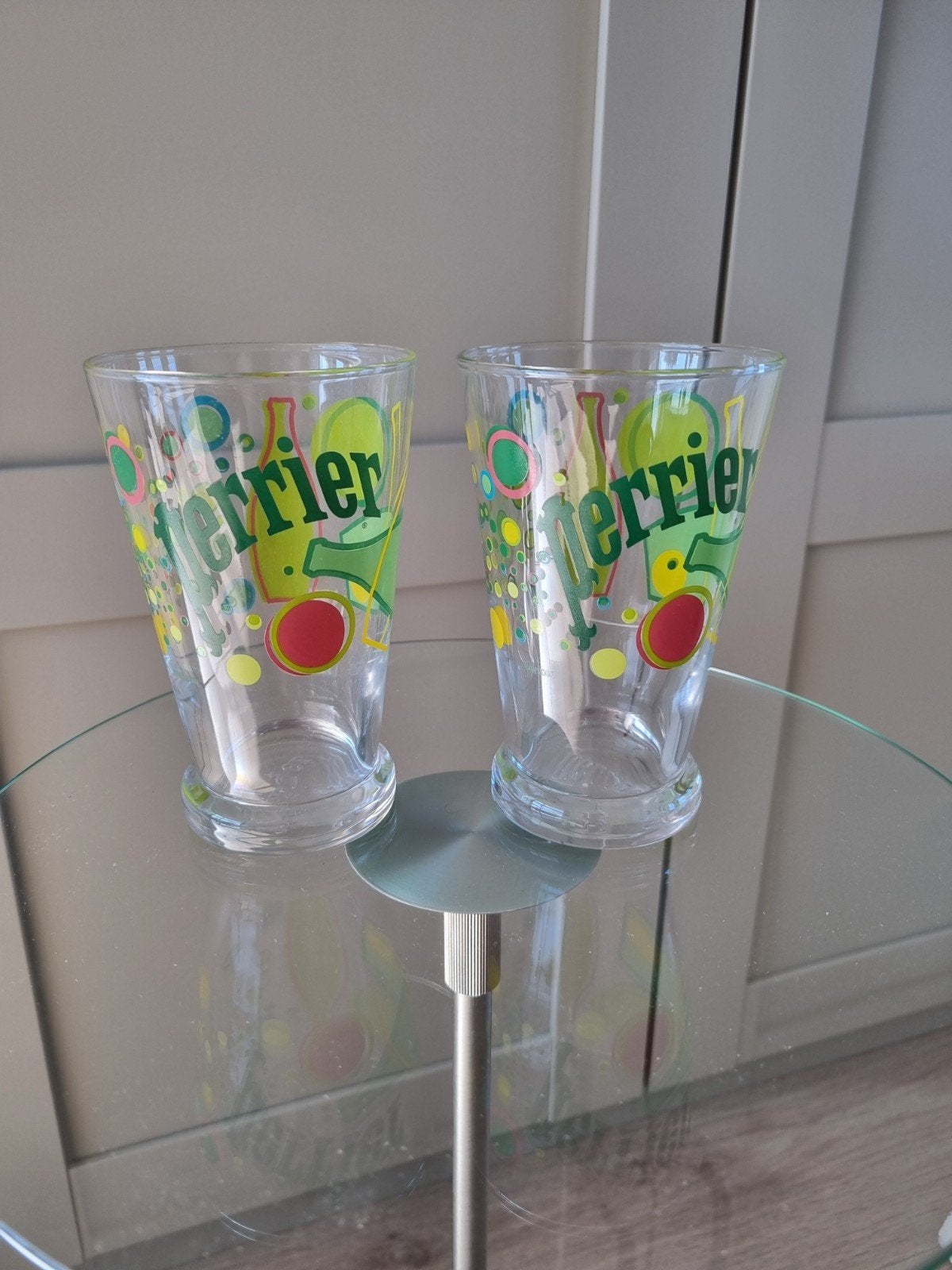 Set van 2 Perrier glazen - Vintage design, Ophalen of Verzenden, Zo goed als nieuw