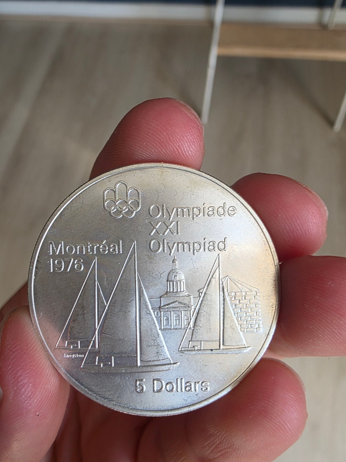 5 Dollar Zilveren Olympische Spelen Montréal 1976 Munt, Postzegels en Munten, Ophalen of Verzenden, Overige landen, Losse munt