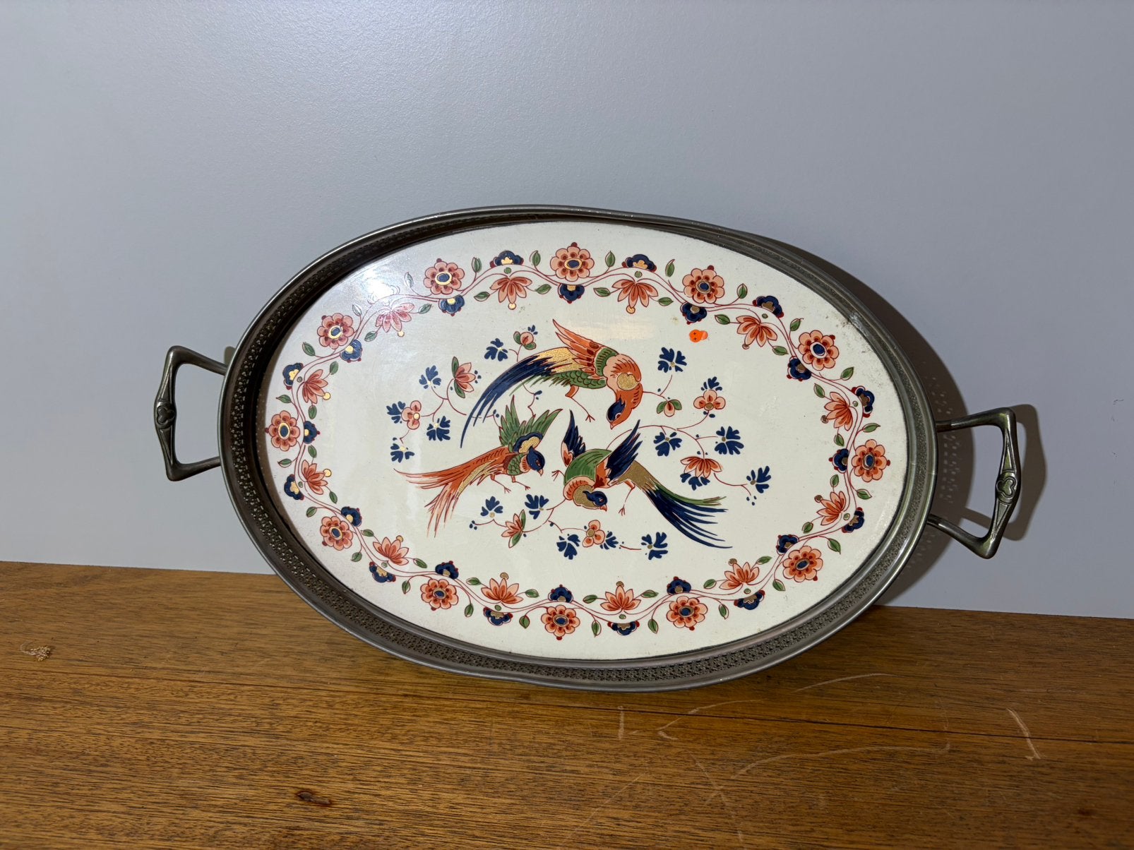 Vintage antiek Westraven keramiek dienblad 22 kt. goud.711, Ophalen of Verzenden