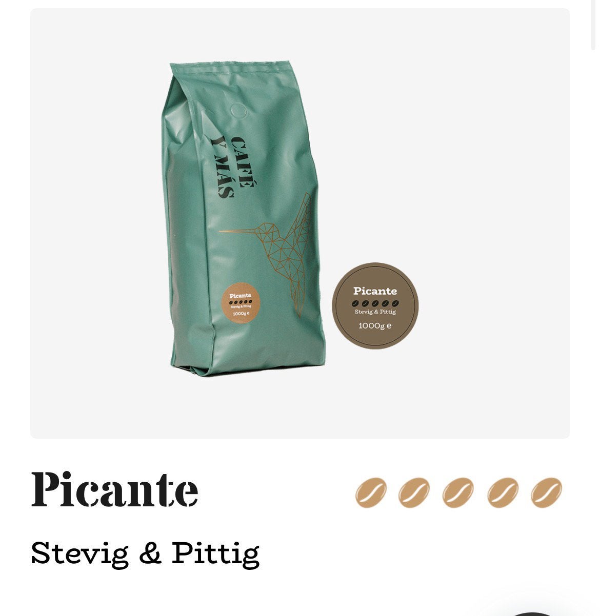 Cafe y mas Picante koffiebonen doos 8 kg €100,-, Diversen, Levensmiddelen, Ophalen of Verzenden