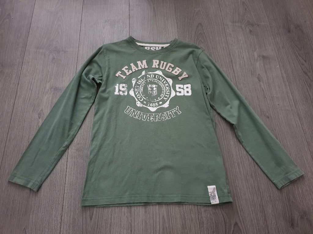 RSH CORP groene longsleeve met opdruk maat 152 ~ TH3001, Kinderen en Baby's, Kinderkleding | Maat 152, Gebruikt, Ophalen of Verzenden