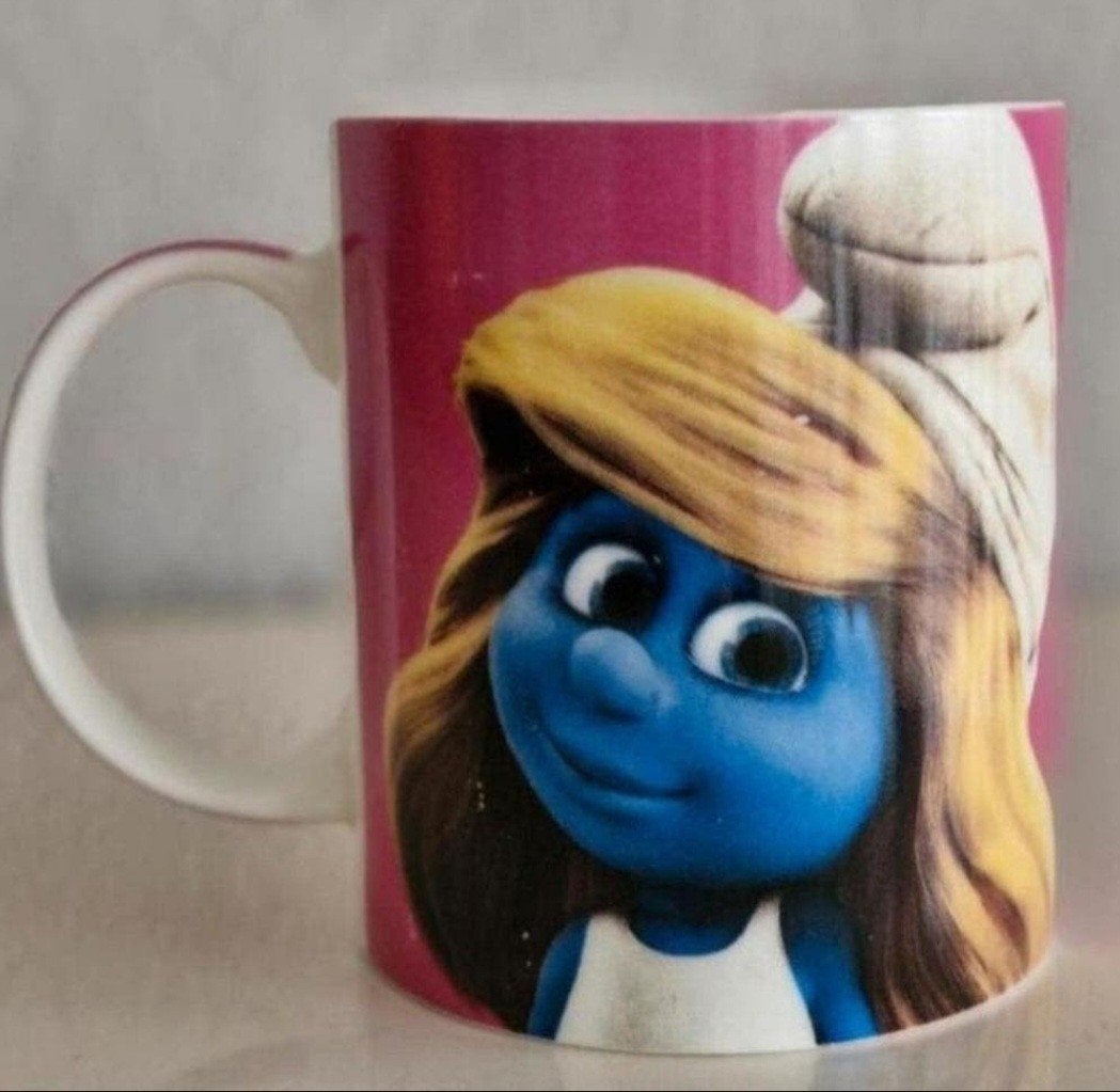 Smurfin mok - Leuke beker met Smurfin afbeelding, Ophalen of Verzenden, Gebruikt, Smurfin, Gebruiksvoorwerp