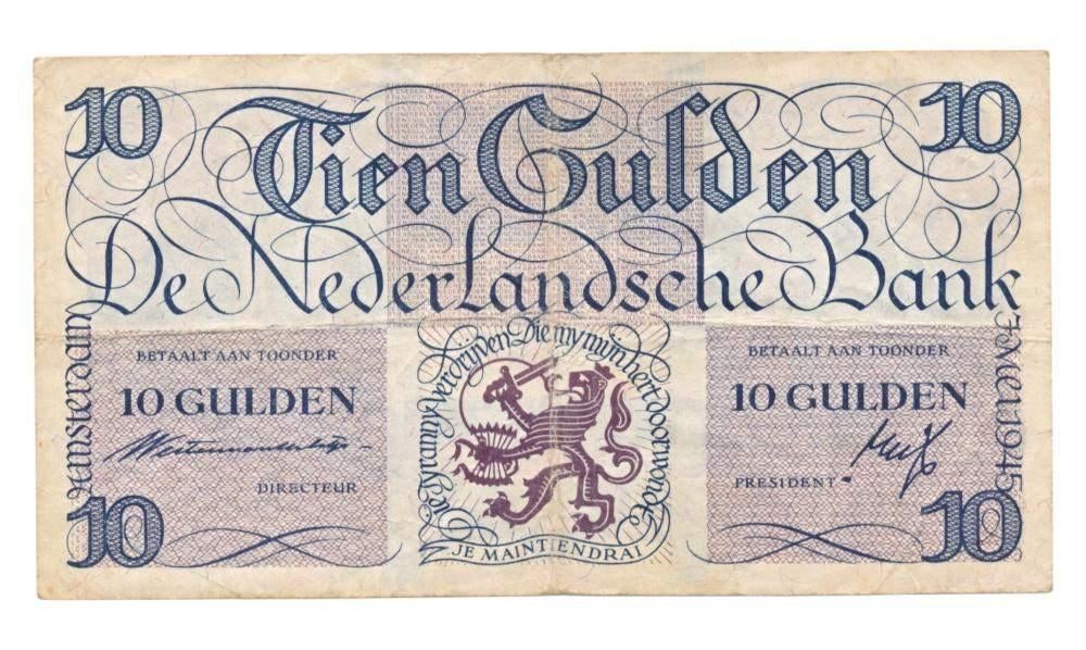 Nederland 10 Gulden 1945 Lieftinck, Ophalen of Verzenden, 10 gulden, Los biljet