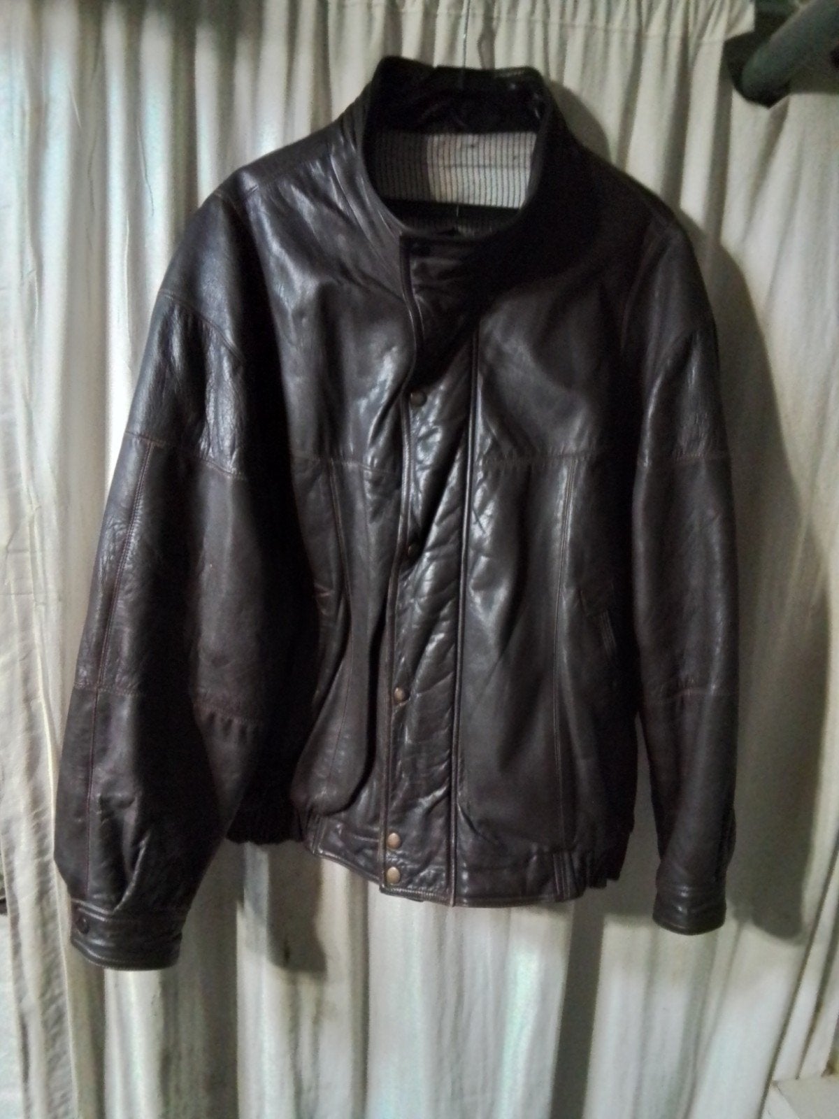 Vintage bruin leren jas - Maat L, Maat 52/54 (L), Ophalen of Verzenden, Gedragen, Onbekend