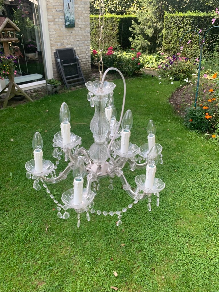 Nostalgische Glazen Kroonluchter, Ophalen, E14 (klein), Glas, Nostalgisch