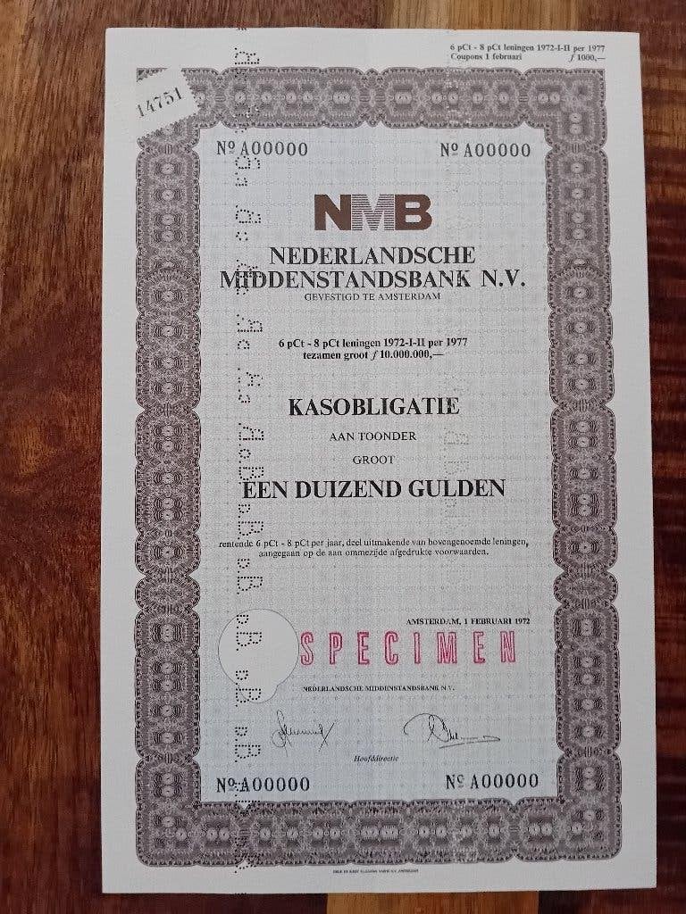 NMB - Nederlandsche Middenstandsbank - 1972, Postzegels en Munten, Aandelen en Waardepapieren, Ophalen of Verzenden, 1970 tot heden