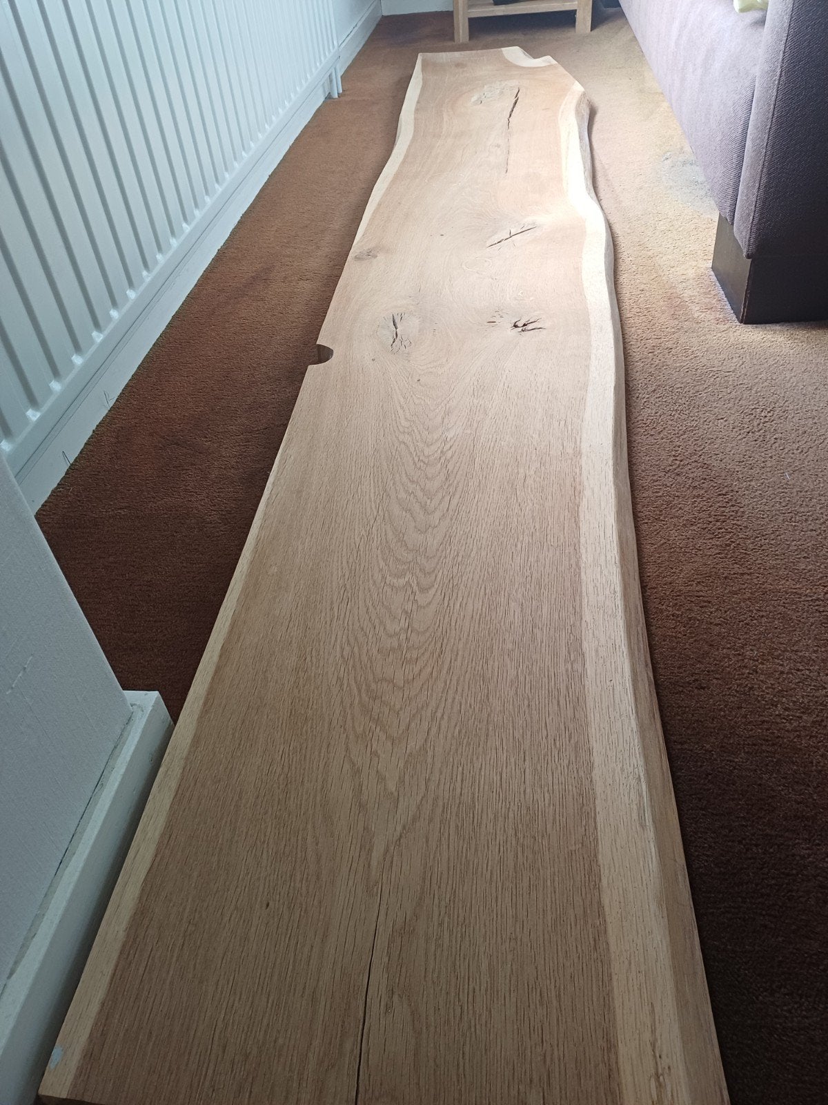 Eiken schaaldeel 231 cm lang, 29-40 cm breed, 2.5 cm dik, Doe-het-zelf en Verbouw, Hout en Planken, Ophalen, 25 tot 50 mm, Eiken