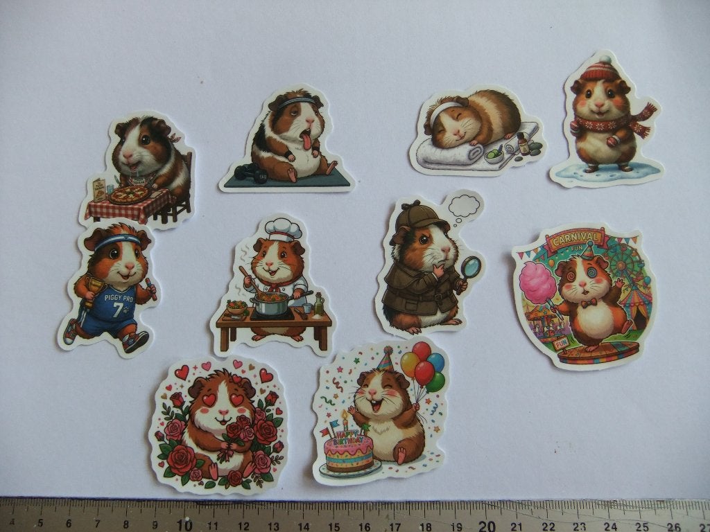 10  CAVIA  Polypropyleen stickers set 5, Verzenden