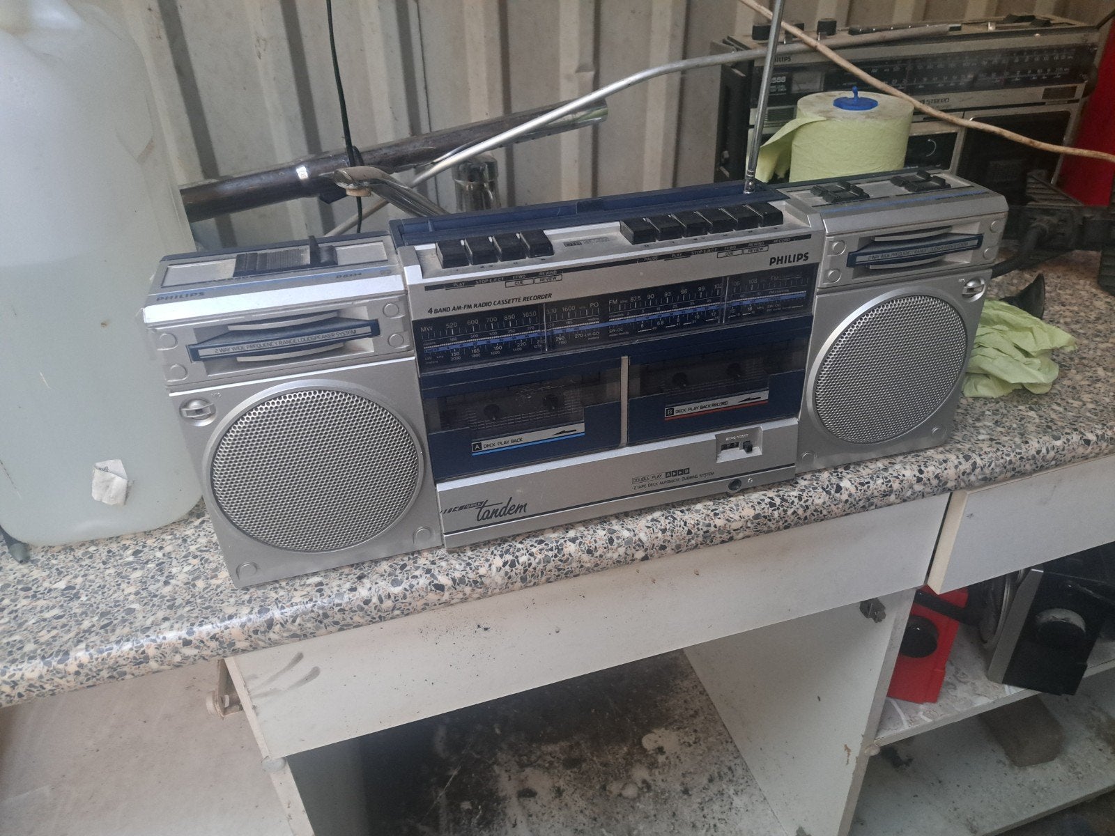 t.k. philips radio dubb. cassette, Ophalen of Verzenden, Gebruikt, Radio