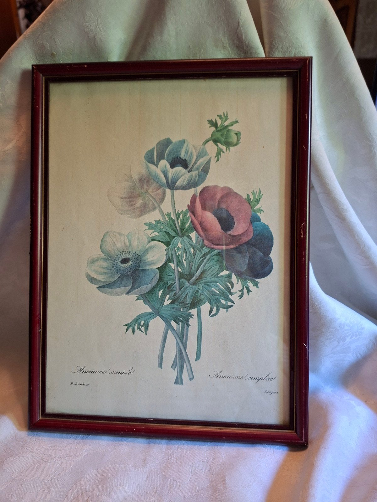 mooi getekend schilderij met anemonen 24 x 32  cm, Antiek en Kunst, Verzenden, Tekening, Overige technieken, Gesigneerd