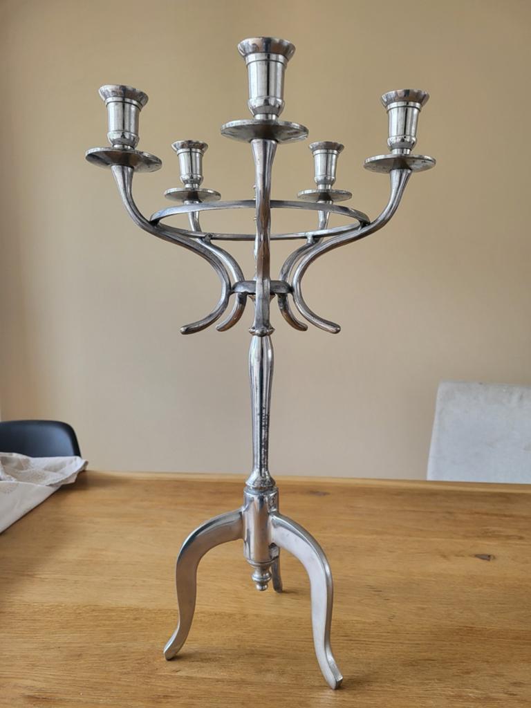 Riviera Maison Kandelaar 56 cm - 5 Kaarsen, Gebruikt, 50 tot 75 cm, Ophalen of Verzenden, Metaal