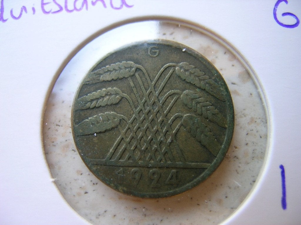 10 Rentenpfennig 1924 G Duitsland (nr 1), Ophalen of Verzenden, Duitsland, Losse munt