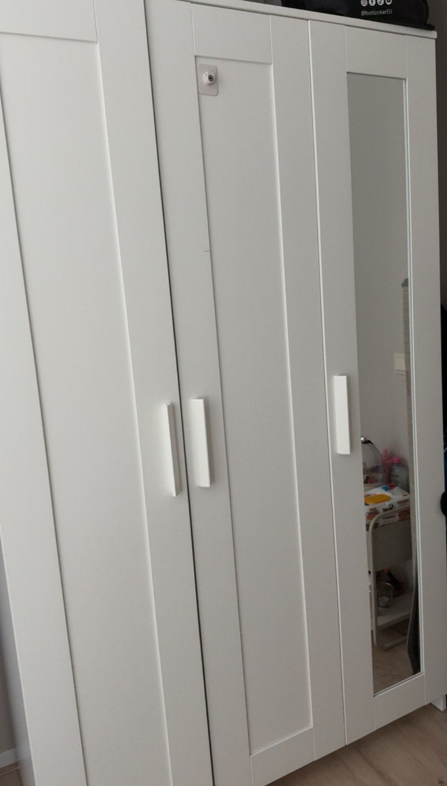 IKEA Brimnes Kast - Witte Kledingkast met Spiegeldeur, Ophalen, 100 tot 150 cm, 150 tot 200 cm, 25 tot 50 cm