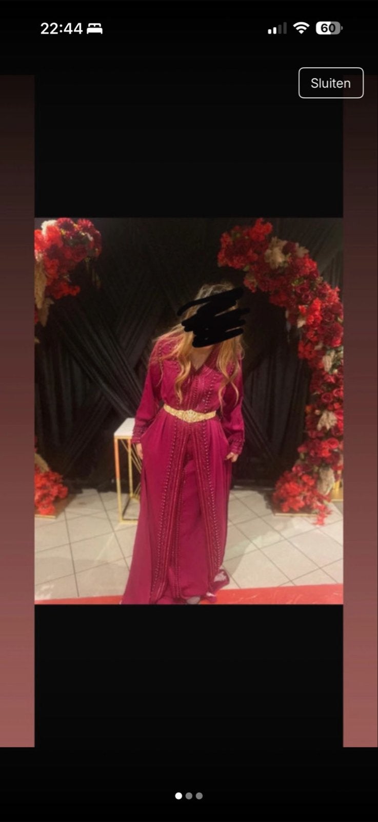 Marokkaanse jurk S/M - Eenmaal gedragen, met riem!, Kleding | Dames, Jurken, Ophalen, Zo goed als nieuw, Maat 36 (S), Rood