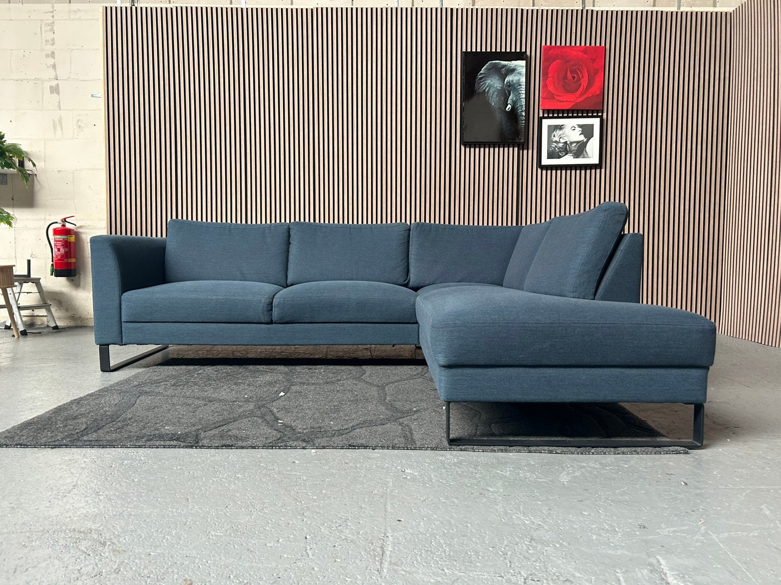 GRATIS LEVERING Profijt Hoekbank Blauw 256X215 GEREINIGD