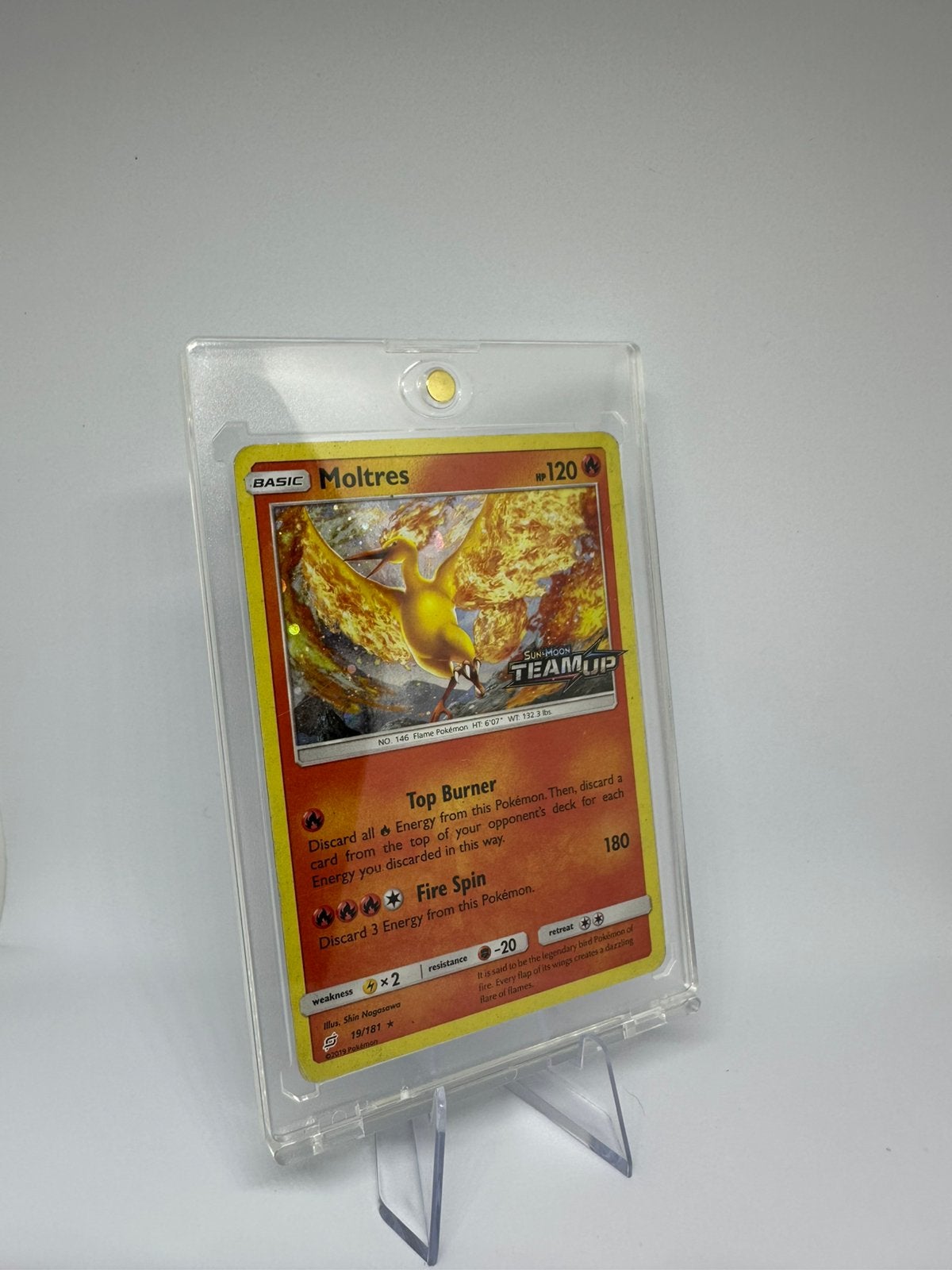 Moltres 19/181 Holo TEAM UP Stamp Cosmos Exclusive Promo, Ophalen of Verzenden