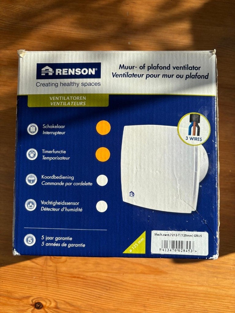 Renso 7212 -T Muur of Plafond ventilator Grijs (Nieuw), Witgoed en Apparatuur, Ventilatoren, Ophalen, Nieuw, Overige