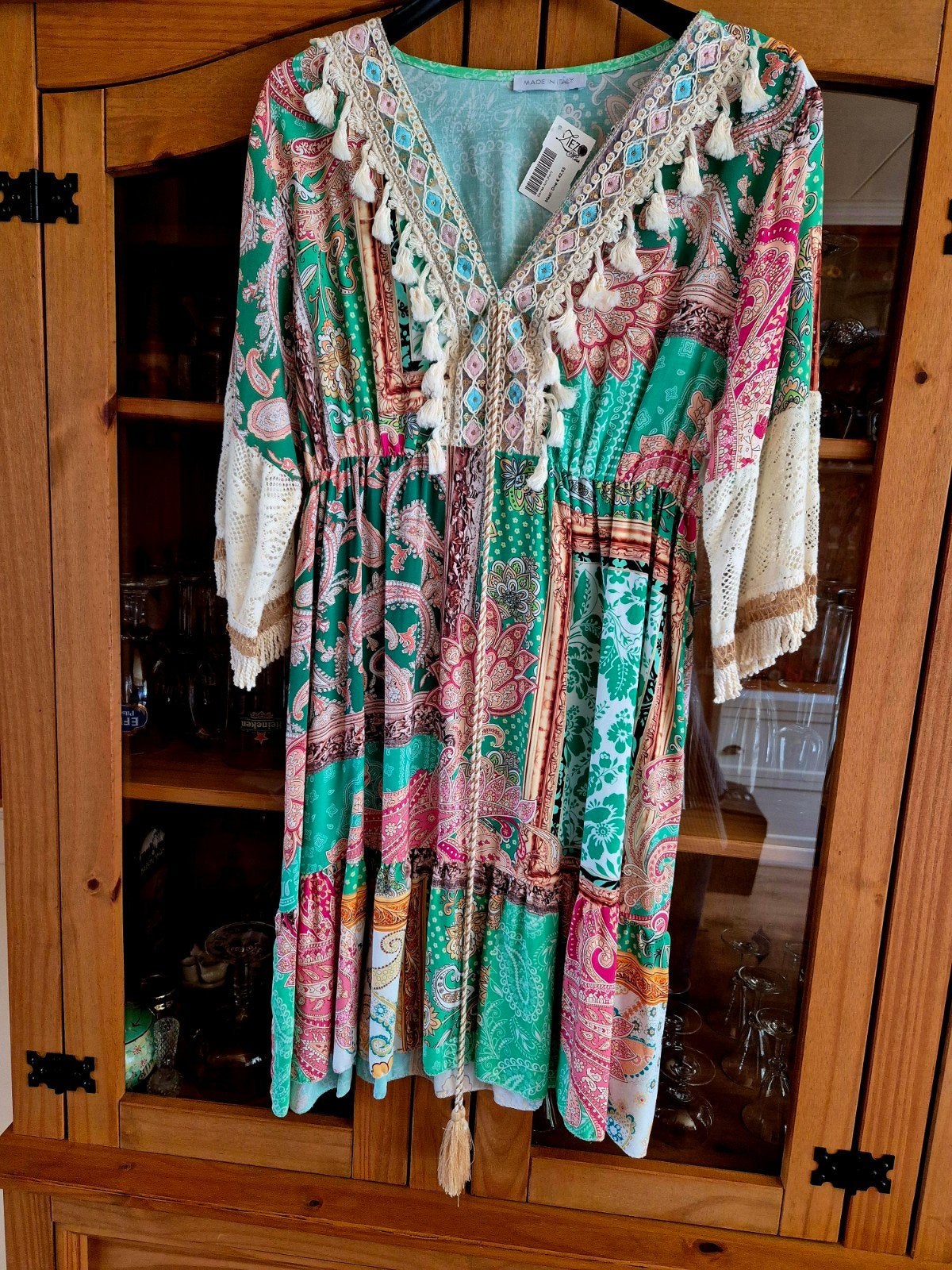 Leuk tuniek/jurkje boho stijl one size nieuw, Ophalen of Verzenden, Nieuw, Boven de knie