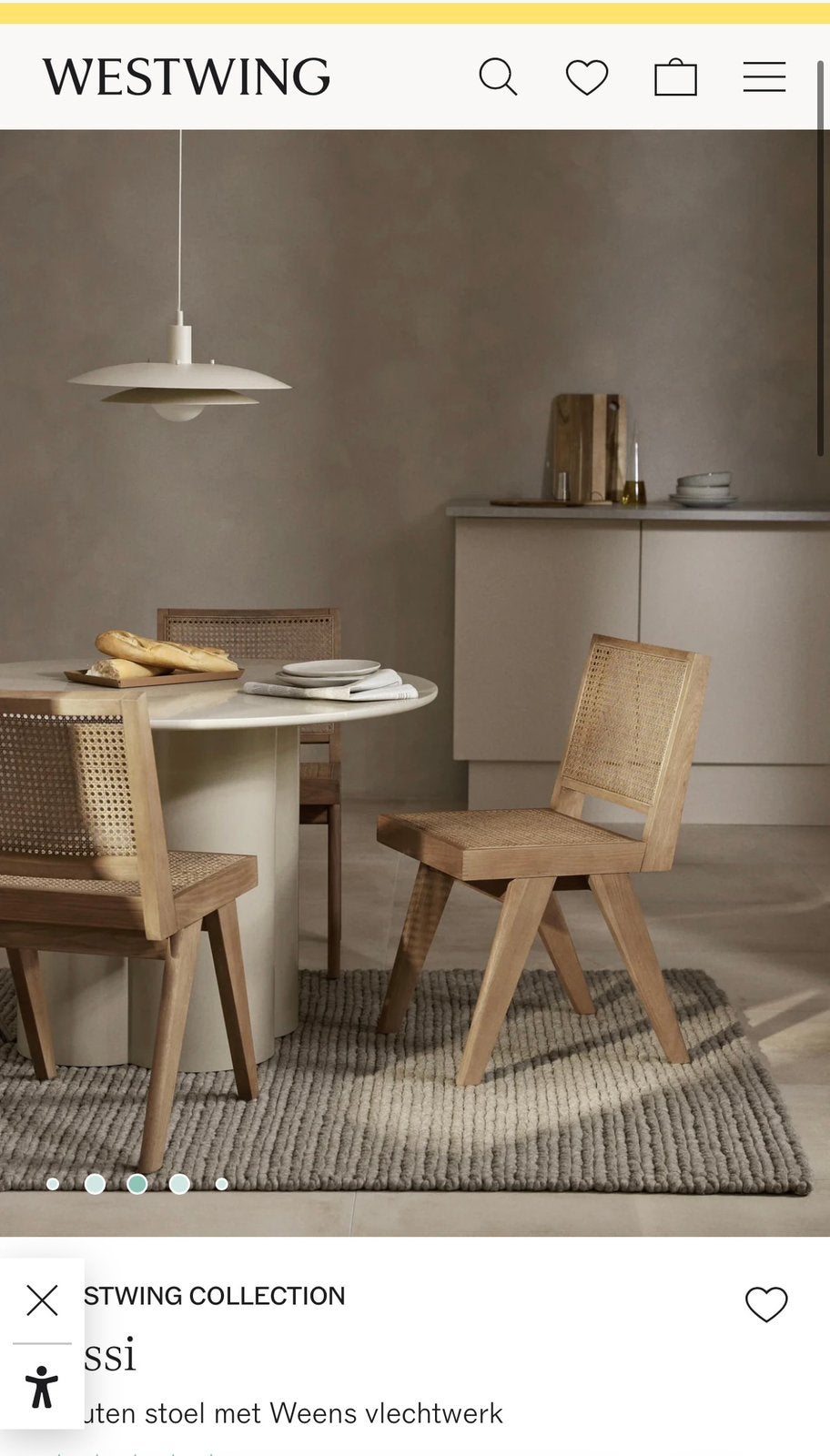 Westwing Collection Sissi eetkamerstoelen 4stuks, Minder dan 55 cm, Vierkant, Zo goed als nieuw, Hout