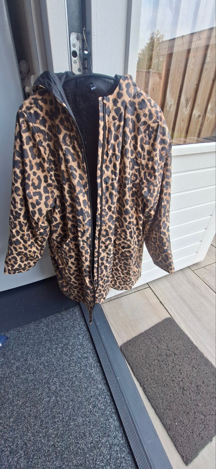 Leopardprint jas met teddy voering - Maat 46/48, Bruin, Maat 46/48 (XL) of groter, Ophalen of Verzenden, Onbekend