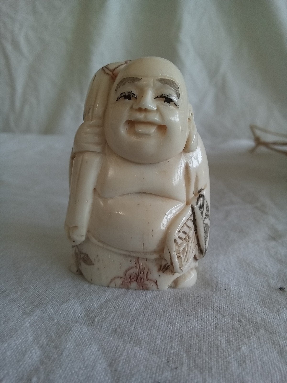 Japanse Netsuke Hotei de Lachende Boeddha, Ophalen of Verzenden