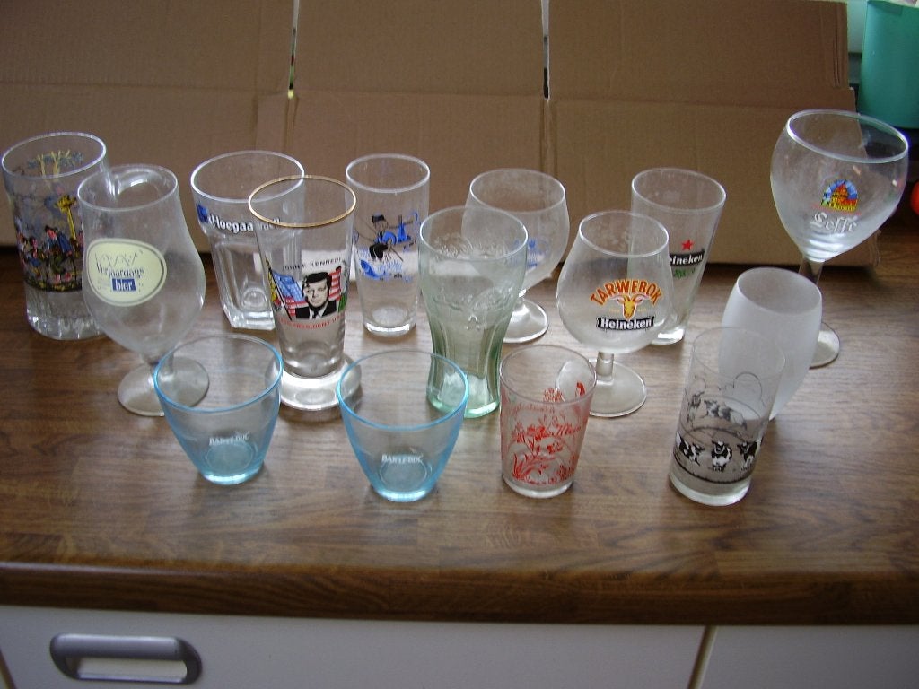13 diverse glazen, Verzenden, Zo goed als nieuw, Glas of Glazen, Overige merken