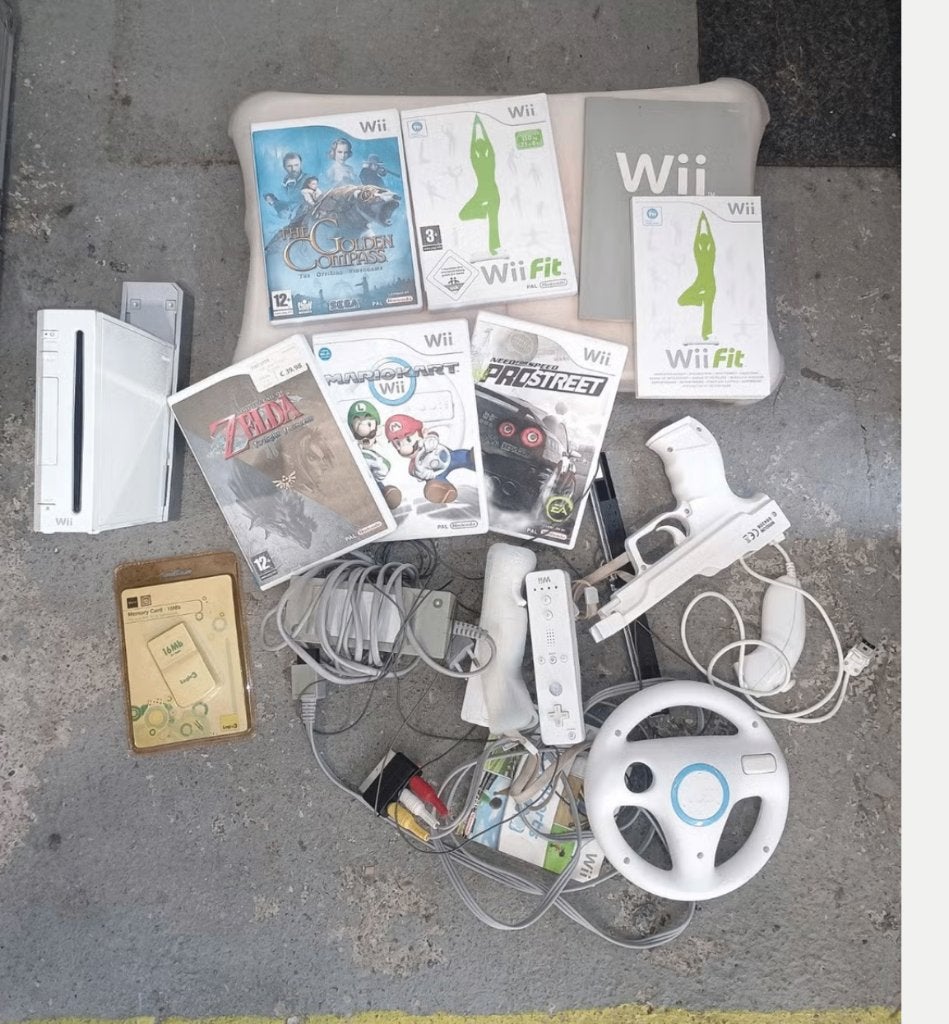 Wii spelcomputer bundel met toebehoren Zelda, Mario, Balance, Ophalen, Gebruikt, ., Zonder controller