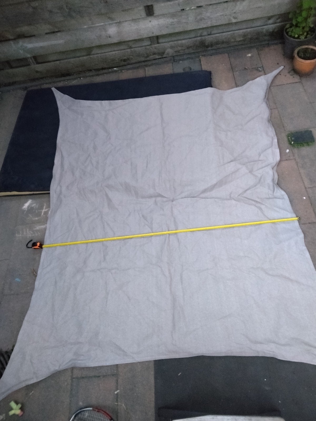 Grijs schaduwdoek/zonnedoek met ringen, Ophalen of Verzenden, Gebruikt
