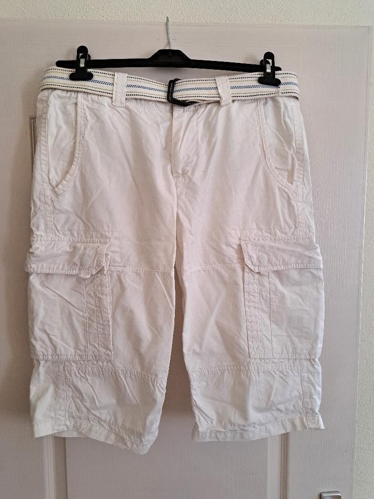 Nieuwe witte short korte broek cargobroek+ riem maat L 50 52, Ophalen of Verzenden, Nieuw, Maat 48/50 (M), Wit