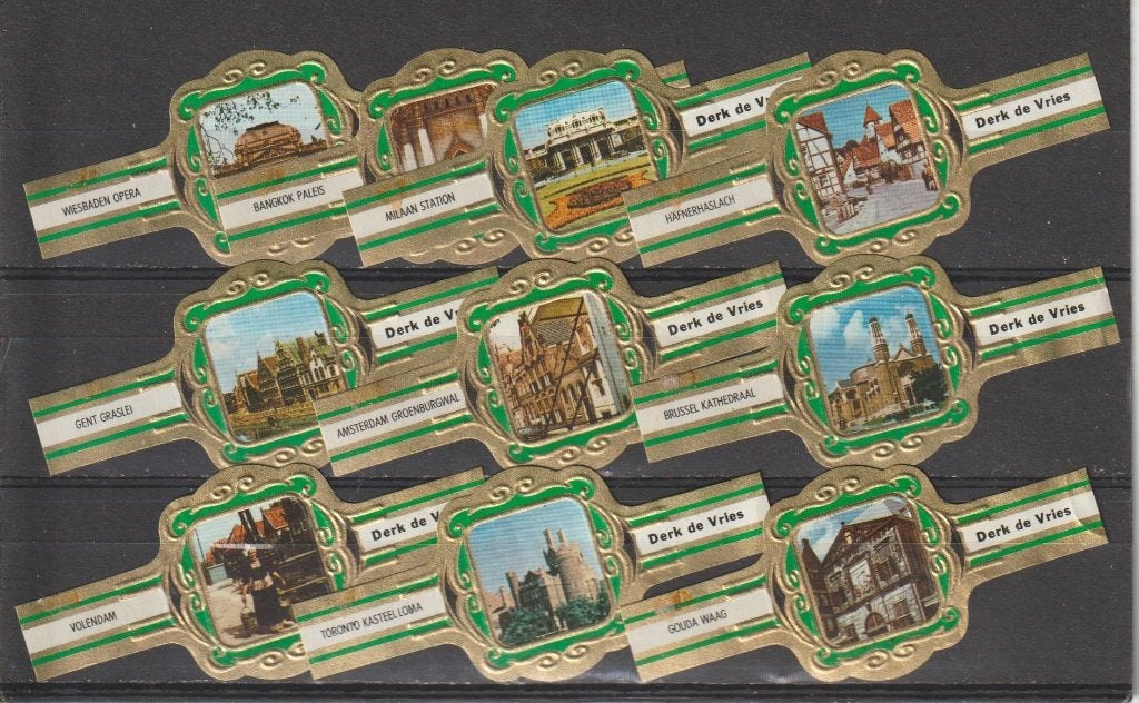 reeks 255  derk de vries   274.    1-10   sigarenbanden, Ophalen of Verzenden, Zo goed als nieuw, Sigarenbandjes