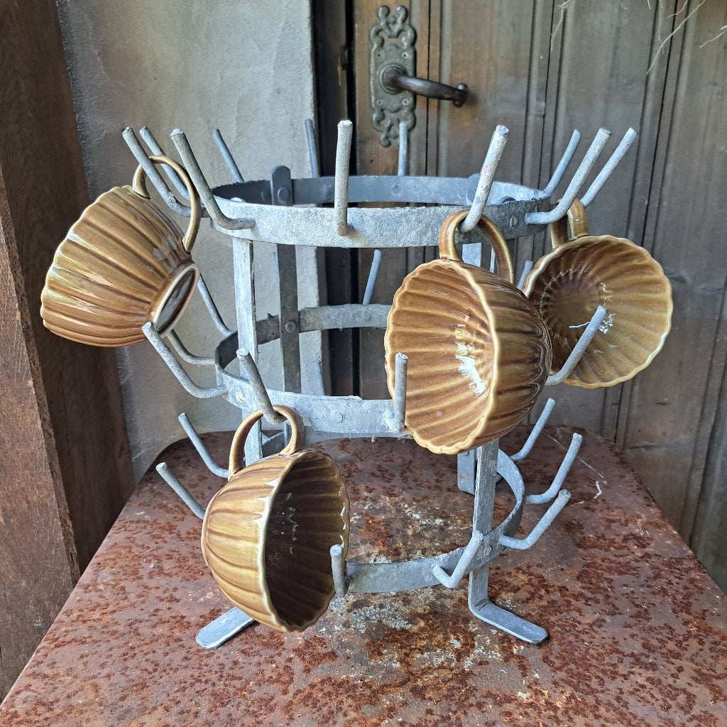 Oud brocante Frans zinken flessenrek tafelmodel *Etage3*, Gebruikt, ., Ophalen of Verzenden, .