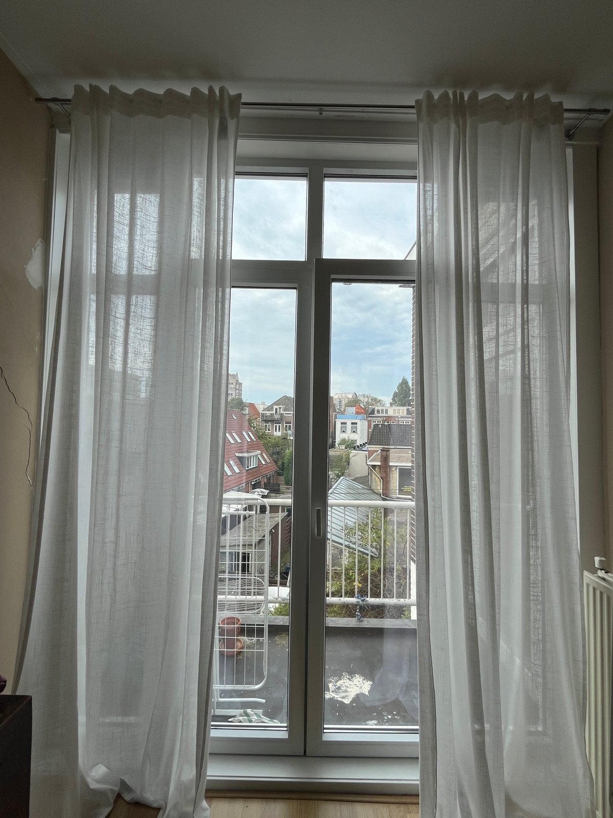 IKEA White Sheer Curtains with Adjustable Curtain Rod, Ophalen, 300 cm, Wit, 145 cm
