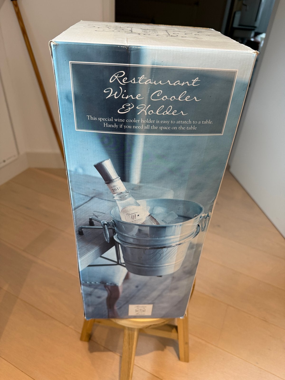 Riviera Maison Wijnkoeler & Houder - Tafelbevestiging, Ophalen, Zo goed als nieuw, Zilver, Metaal