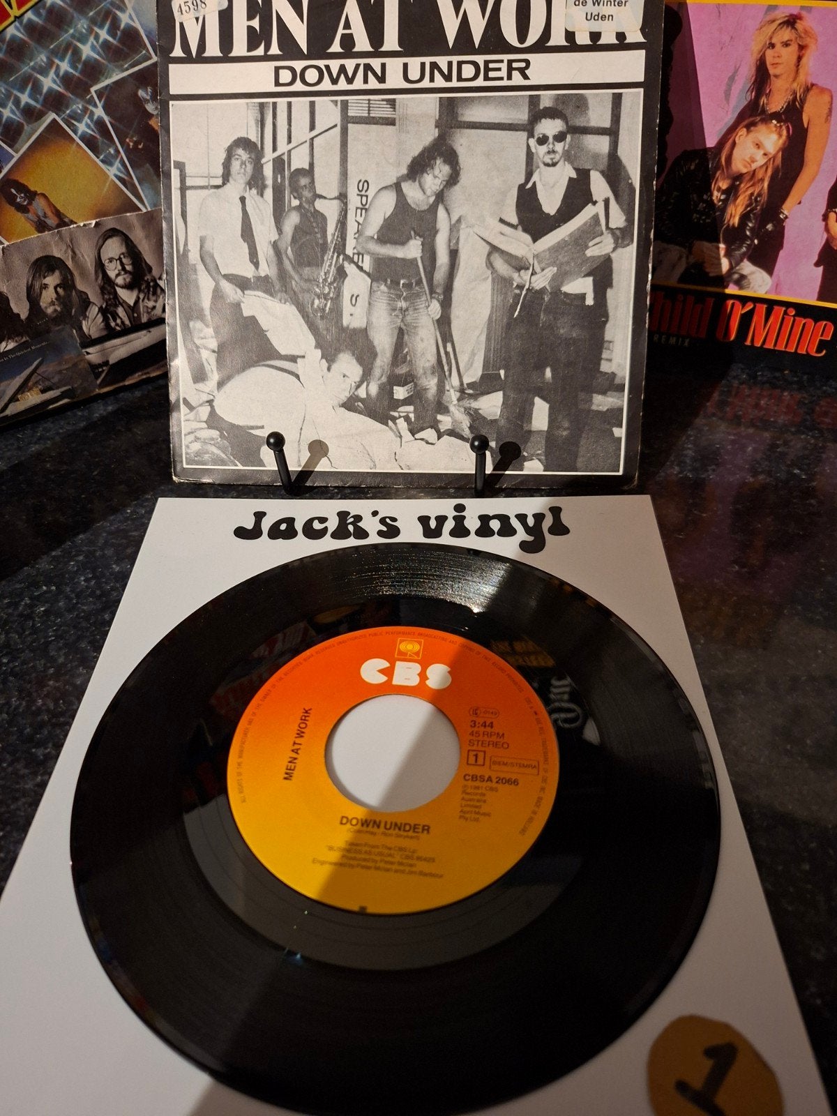 Men At Work - Down Under 7 inch vinyl single 1982, Cd's en Dvd's, Vinyl | Pop, Gebruikt, Pop, Overige typen, Beschermende buitenhoes