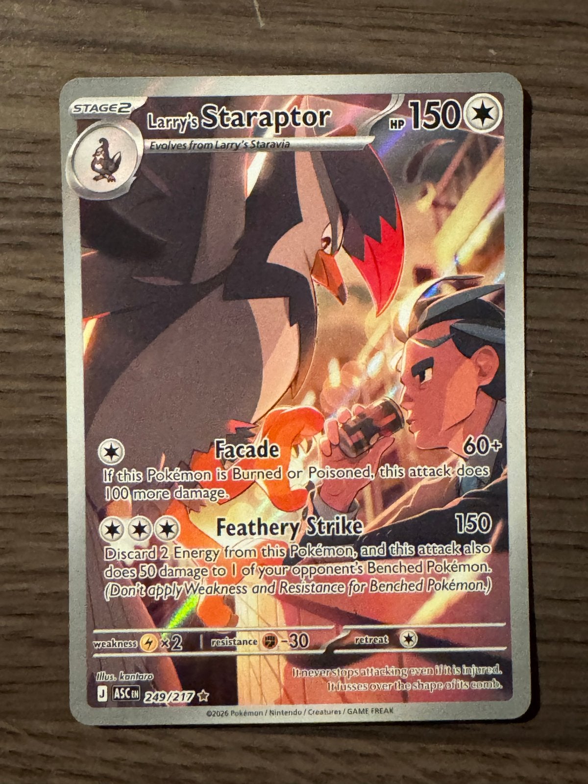Larry's Staraptor 249/217 - Pokémon kaart, Ophalen of Verzenden, Zo goed als nieuw, Losse kaart, Foil