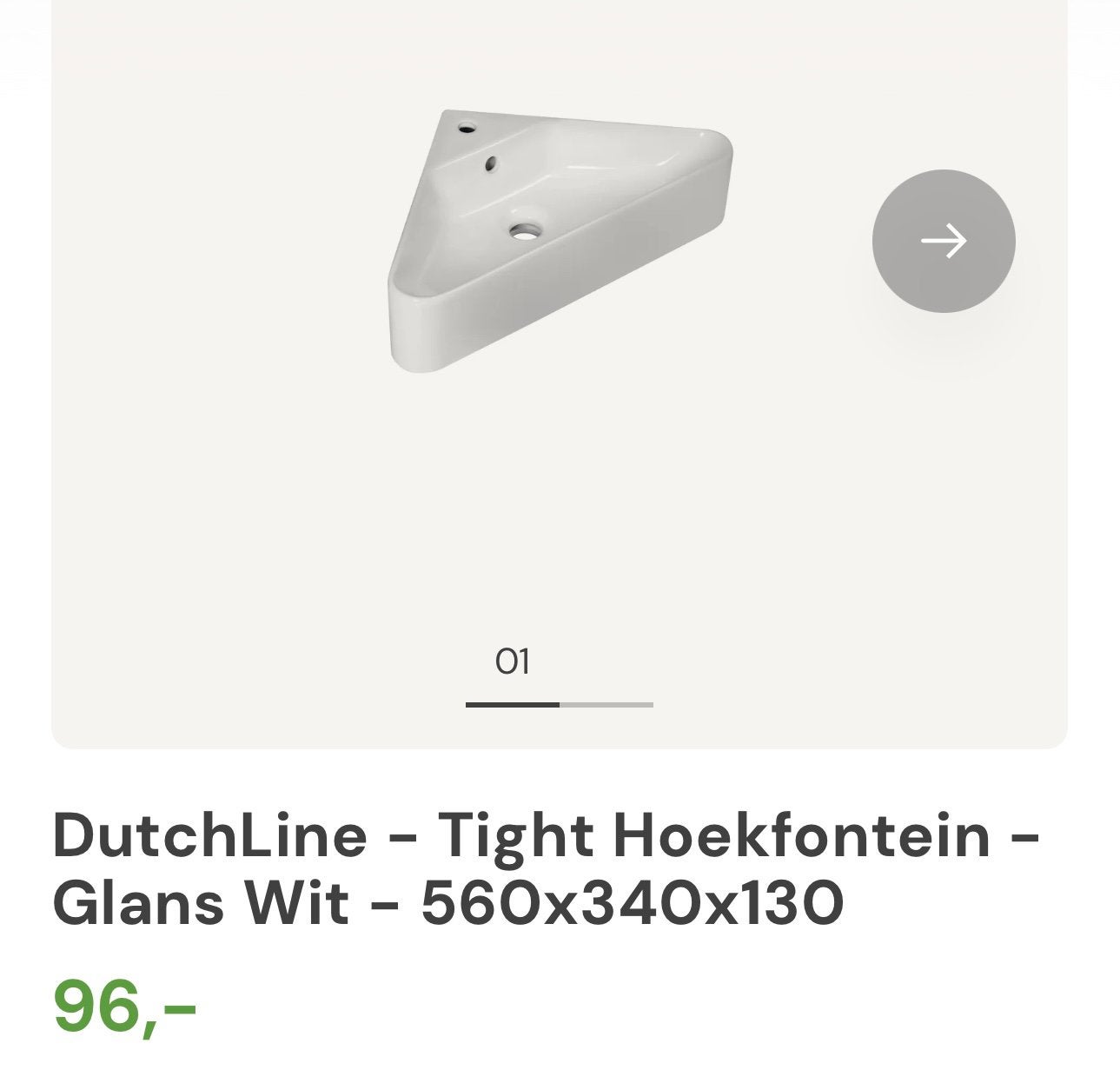 Hoekfontein keramiek 56x34x13, Ophalen, Zo goed als nieuw