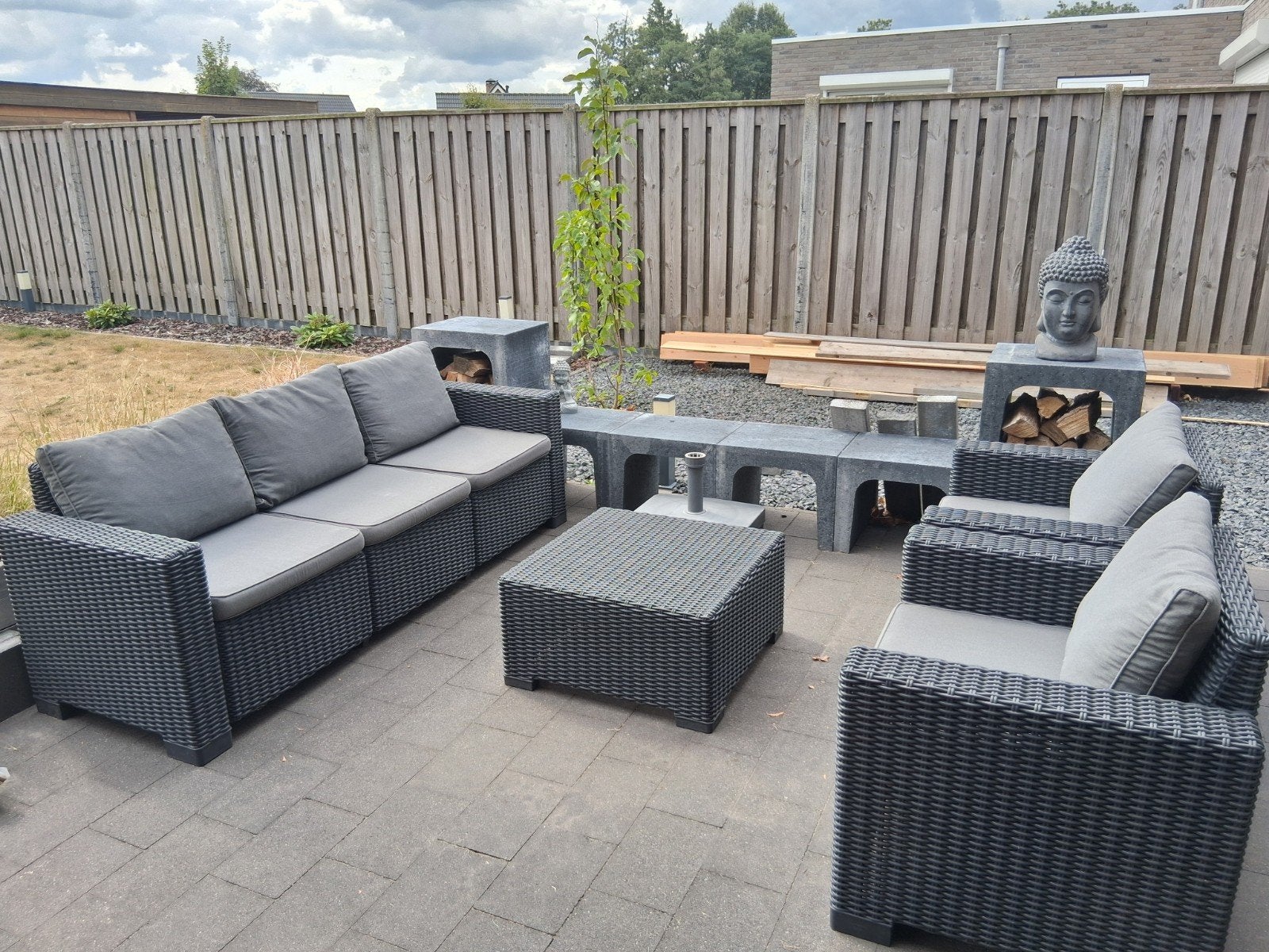 Allibert loungeset met kussens, nog in goede staat, Ophalen, 5 zitplaatsen, Kunststof, Gebruikt