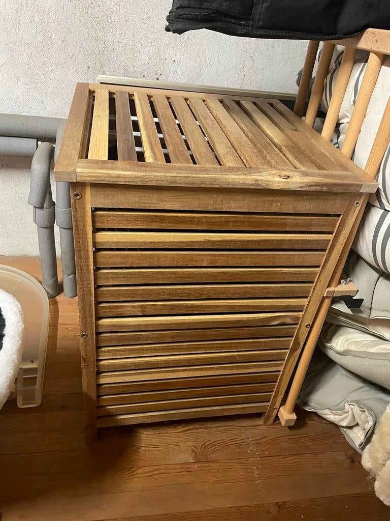 Houten wasmand / opbergbox met latten, Huis en Inrichting, Ophalen, Gebruikt