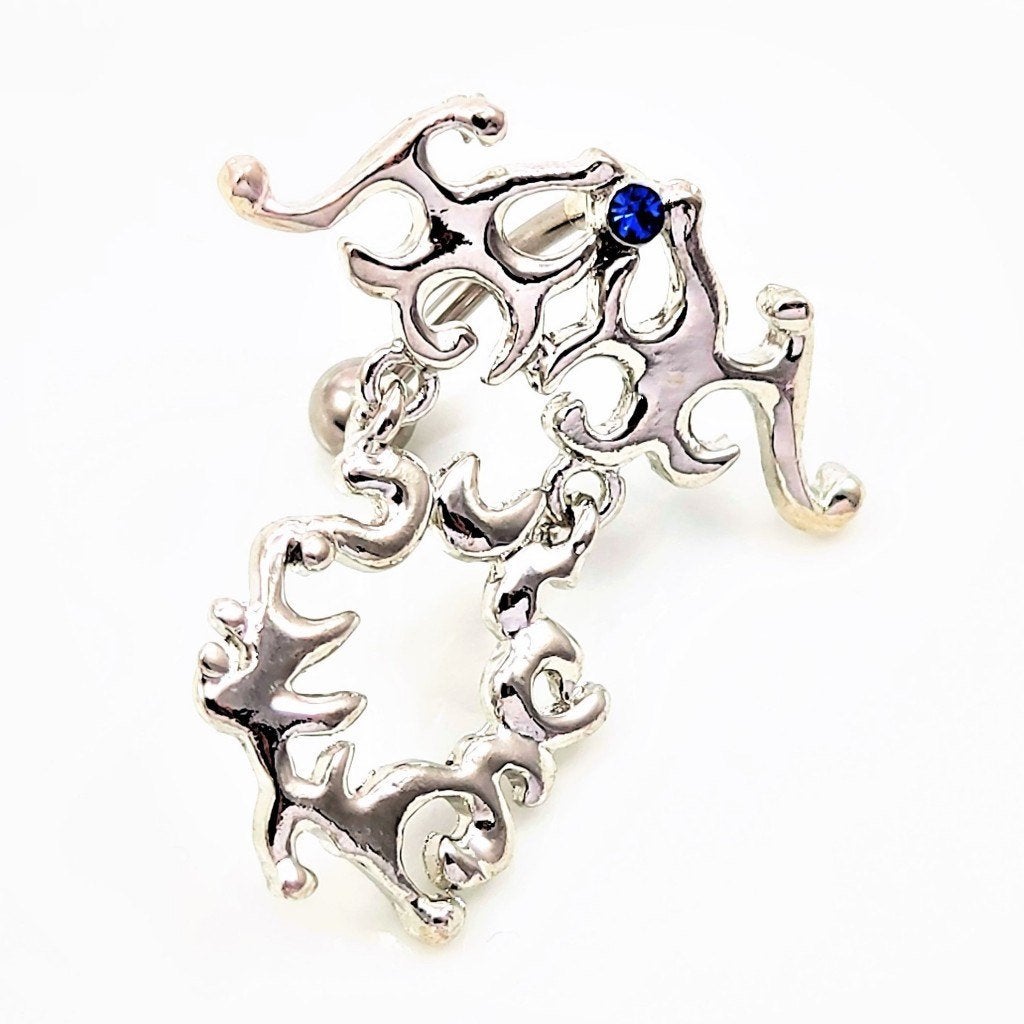Roestvrij Stalen Tribal Navelpiercing - RVS - Blauw, Navelpiercing, Staal, Birgitta-Gracht 33, 6465 EL Kerkrade, Nederland, Verzenden