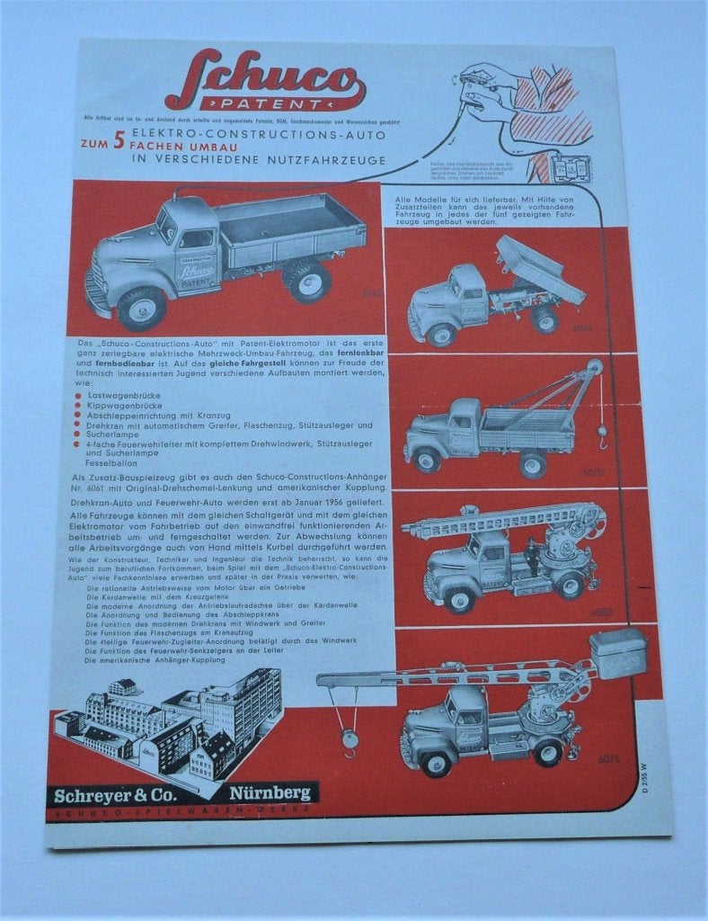 Schuco Handleiding/Folder Schuco Elektro Constructions Auto., Verzenden