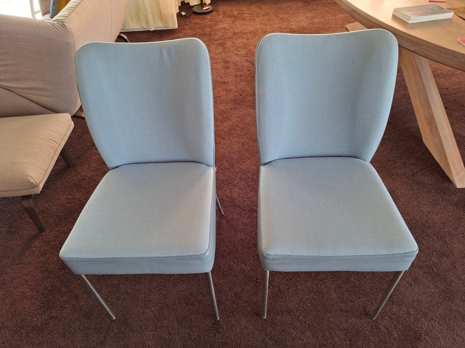 Set van 2 Bert Plantagie eetkamerstoelen, Ophalen, Twee, Blauw, Leer
